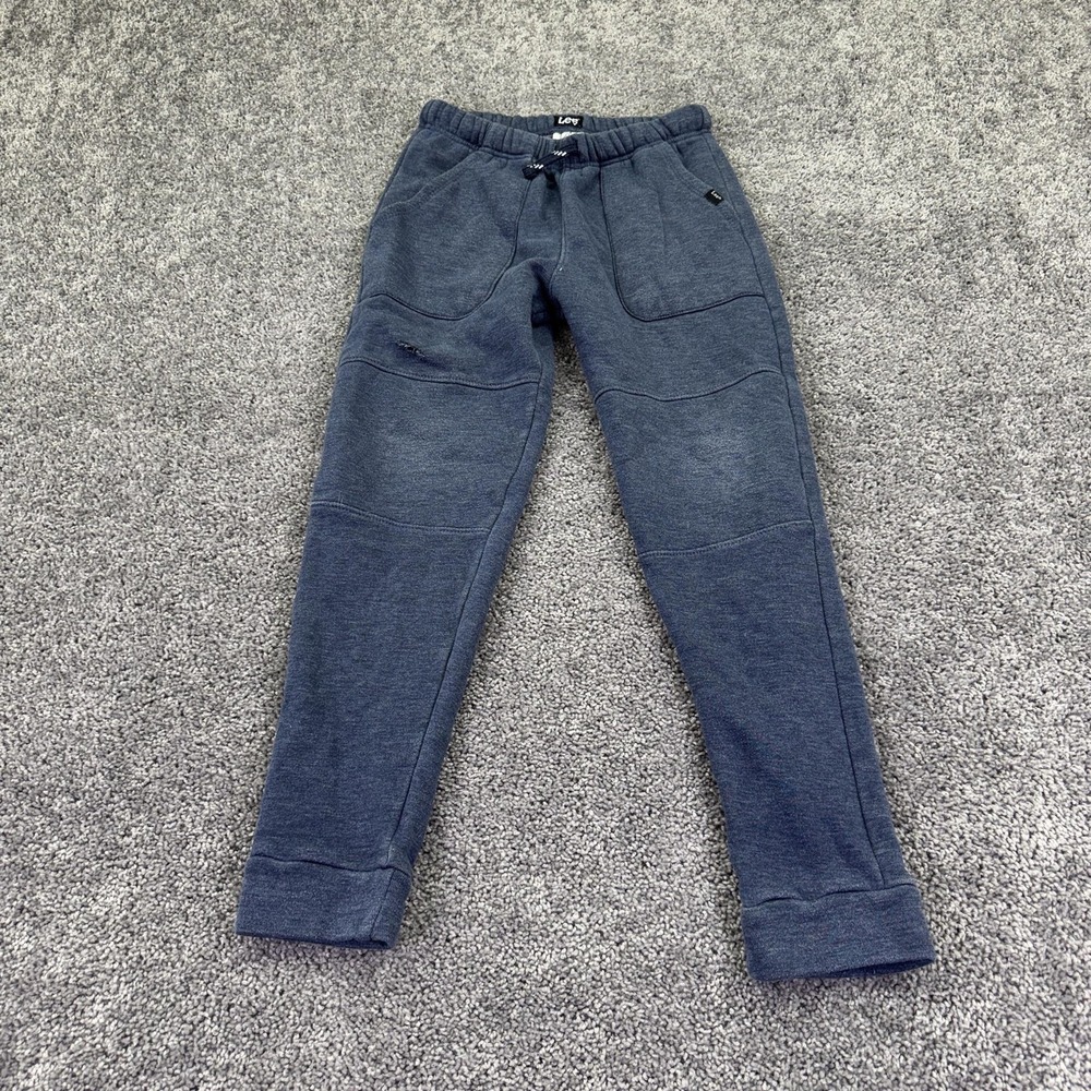 Lee Pants Kids L 14-16 Blue Fleece Jogger Ankle Elastic Waist Drawstring Winter